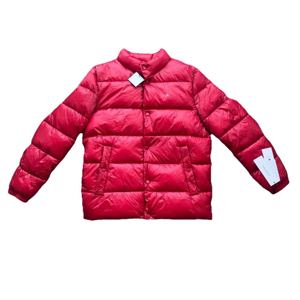 New Mens Calvin Klein Red Quilted Water Resistant Puffer Jacket Size M MSRP $225
